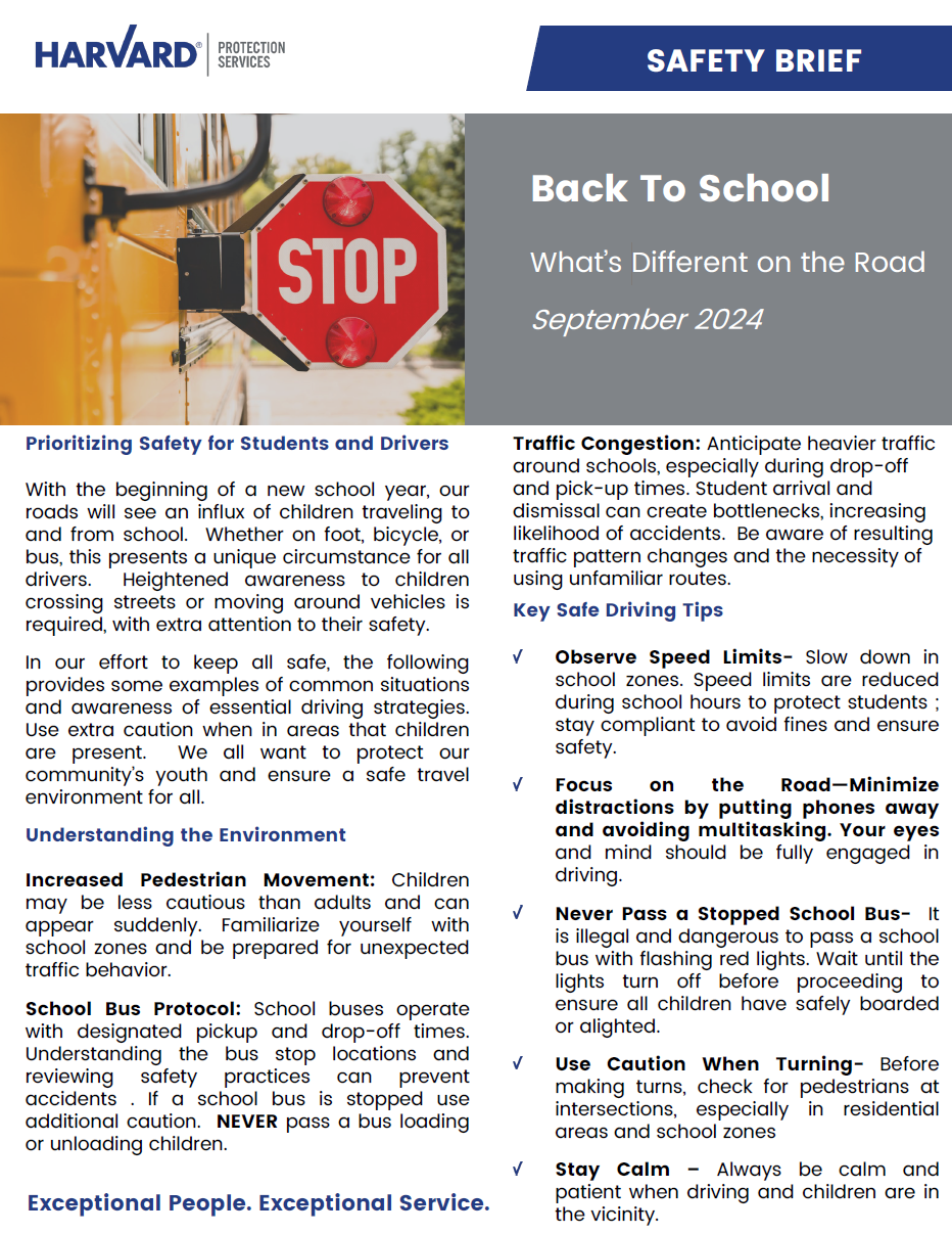 Back To School - Harvard Protection Services