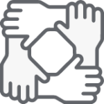Group-220@2x-150×150 Four hands interlocked at the wrists, forming a square shape on a plain background.